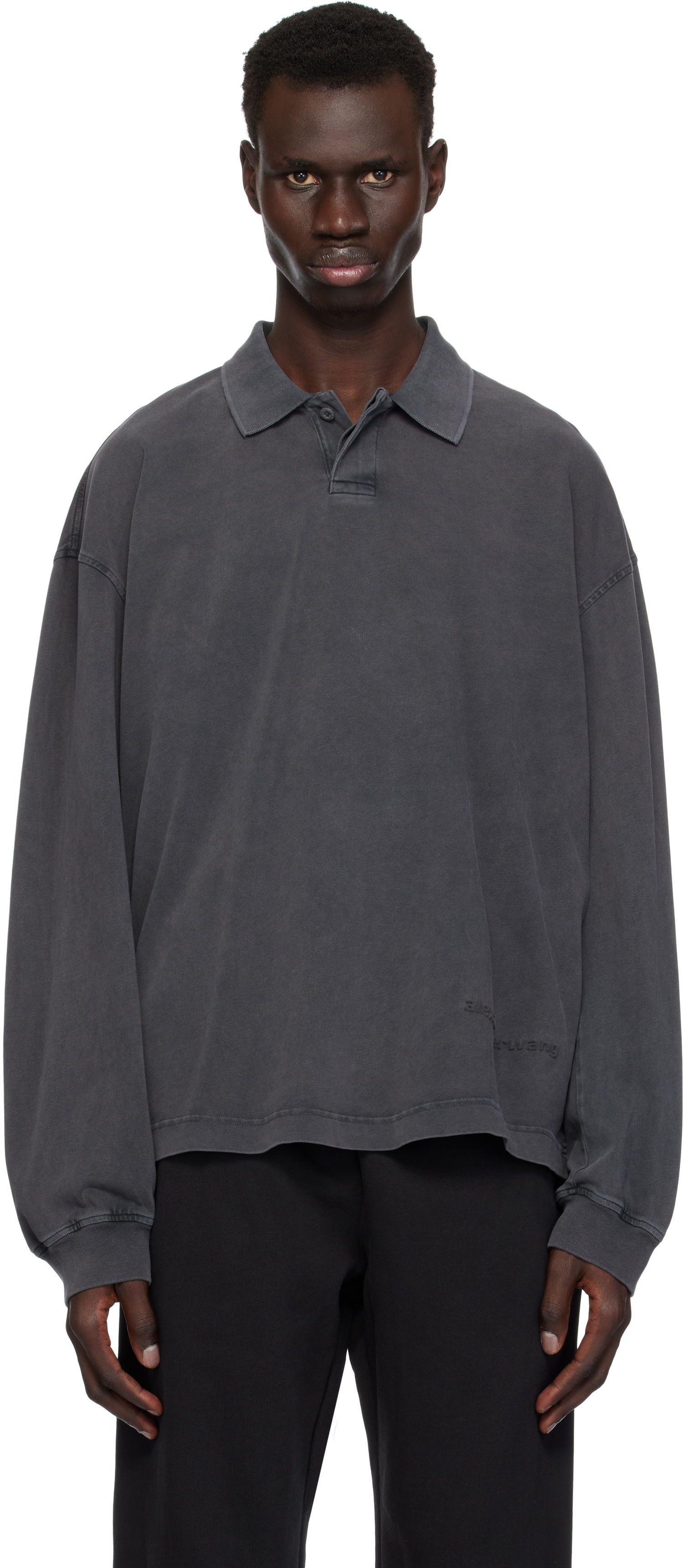 Поло тениска Alexander Wang Alexander Wang Long Sleeve Polo Сиво | 6CC1251072, 0