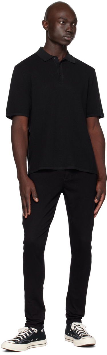 Поло тениска rag & bone Harvey Knit Polo Shirt Черно | MBS22S018KI18, 3