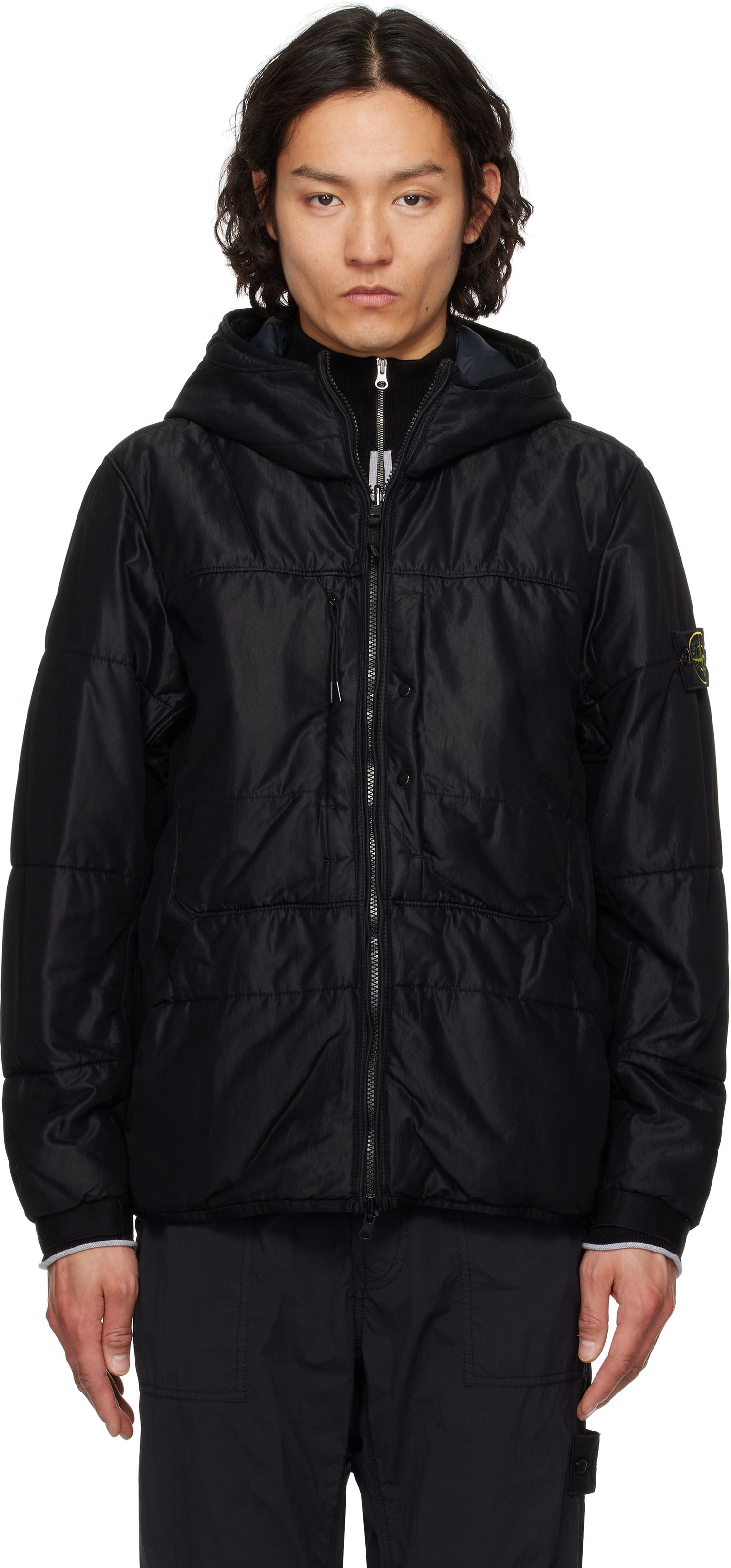 Пухо яке Stone Island Stone Island Reversible Nylon Mesh-TC Hooded Jacket Черно | K1S15 4100087 S0032, 0