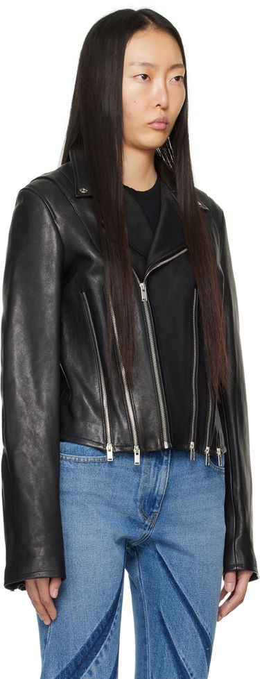 Яке Dion Lee Cropped Leather Biker Jacket Черно | C4048P23, 1