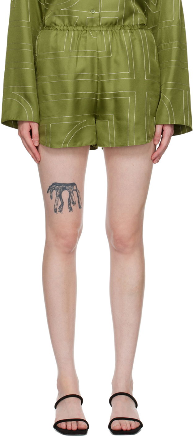 Къси панталони TOTEME TOTEME Monogram Shorts Зелено | 241-WRB1141-FB0089, 0