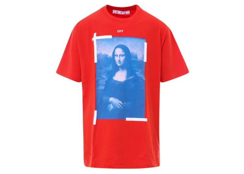 Тениска Off-White Mona Lisa Oversized T-Shirt Червено | OMAA038R21JER0012501