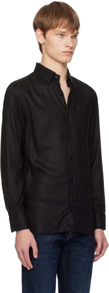 Риза Tom Ford TOM FORD Gabardine Slim Fit Shirt Черно | HSO001-FMT058, 1