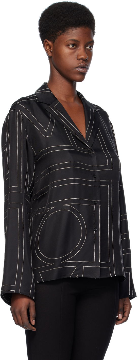 Риза TOTEME Monogram Satin Shirt Черно | 213-755-707, 1