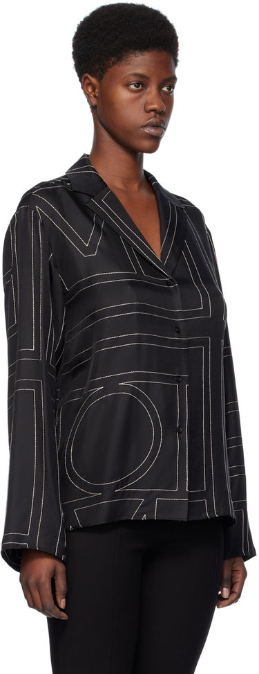 Риза TOTEME Monogram Satin Shirt Черно | 213-755-707, 1