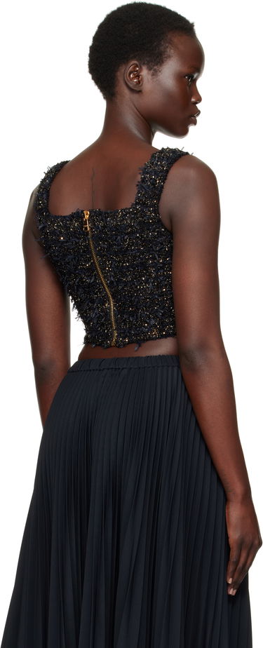 Пола Balmain Balmain Tweed Knit Crop Tank Top Черно | EF1AB053KB19, 2