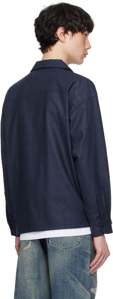 Риза Neighborhood Neighborhood Wool Open Collar Shirt Синьо | 242BENH-SHM03, 2