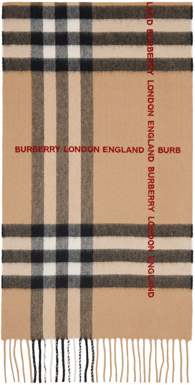 Шал Burberry Logo Check Scarf Beige Бежово | 8059374