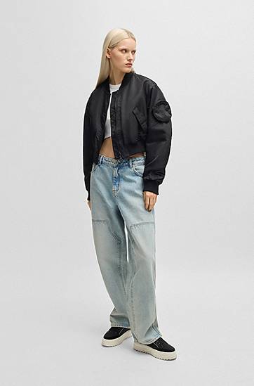 Яке бомбър BOSS HUGO Water-Repellent Bomber Jacket with Pocket Черно | 50542360, 1