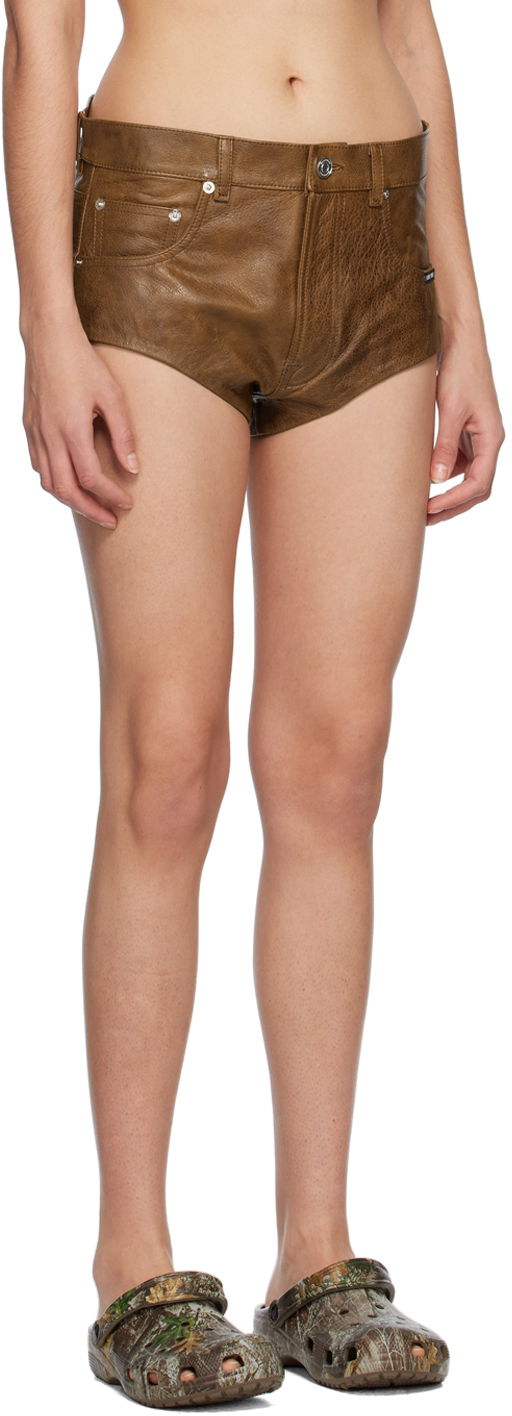 Къси панталони VETEMENTS Five-Pocket Leather Shorts Кафяво | VL16PA100X, 1