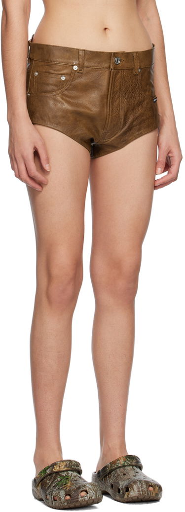 Къси панталони VETEMENTS Five-Pocket Leather Shorts Кафяво | VL16PA100X, 1