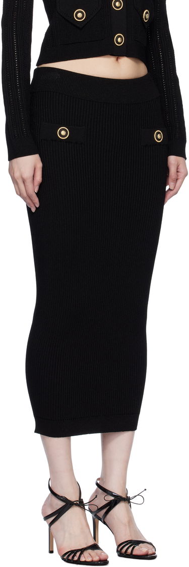 Пола Balmain Ribbed Knit Midi Skirt Бежово | EF1LD022KI10, 4