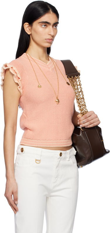 Пуловер CHLOÉ Chloé Knit Ruffle-Sleeve Sweater Розово | CH25SMP03630, 1