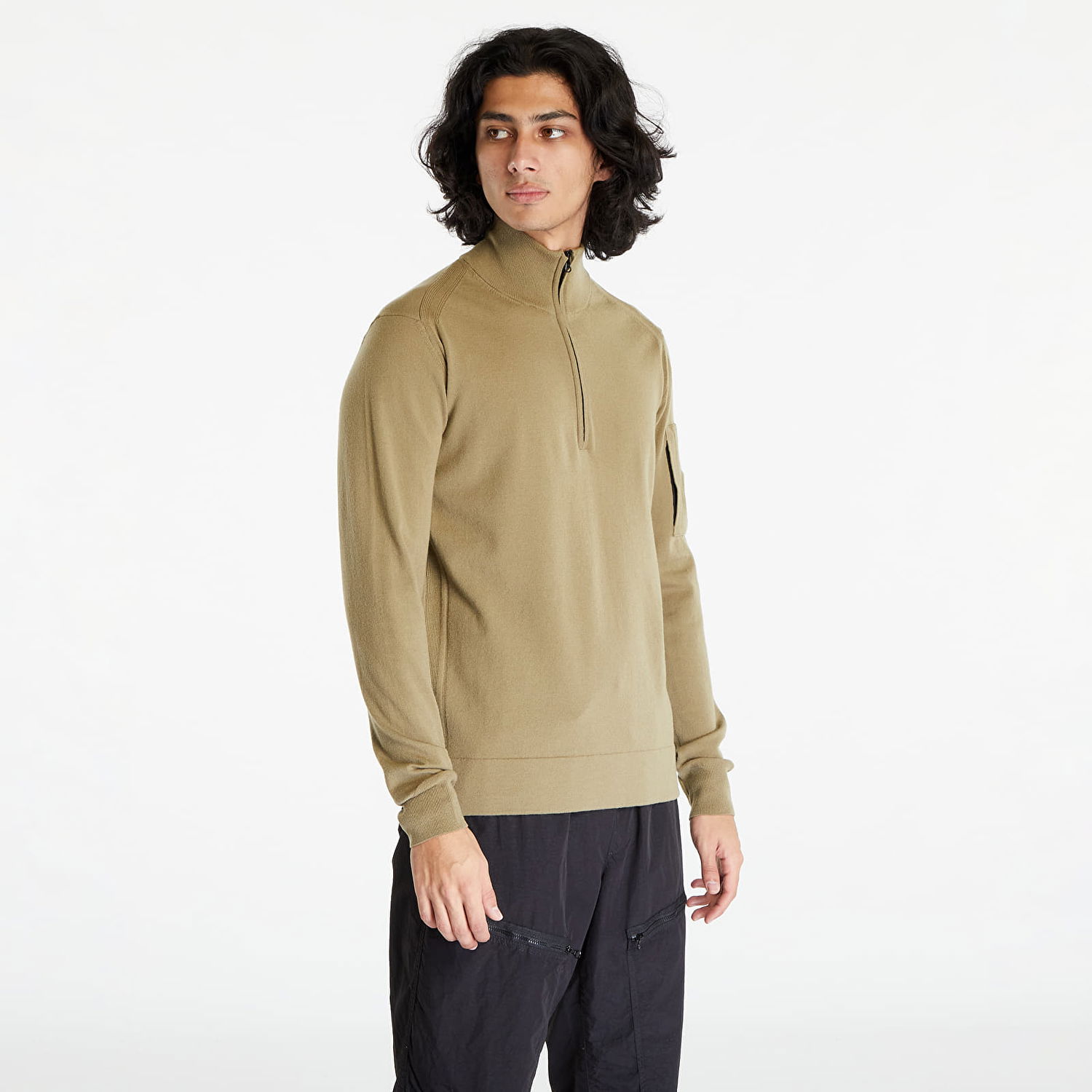 Суитчър C.P. Company Extafine Merino Wool Zipped Crewneck Бежово | 15CMKN073A005528A-335, 0