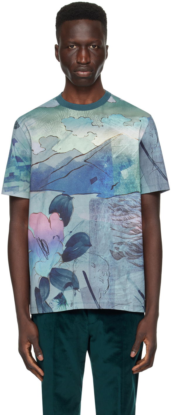 Тениска Paul Smith Paul Smith Printed T-Shirt Синьо | M1R-919T-MP4275-47, 0