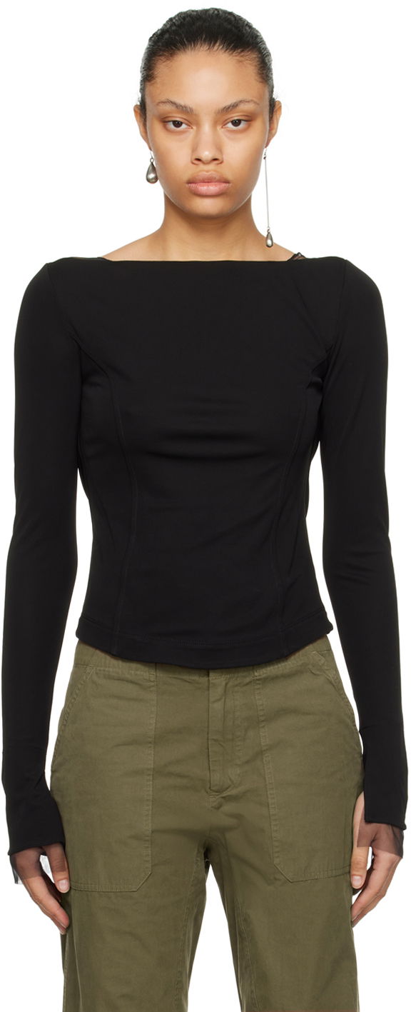 Потник Helmut Lang Helmut Lang Sheer Back Long Sleeve T-Shirt Черно | N10HW503