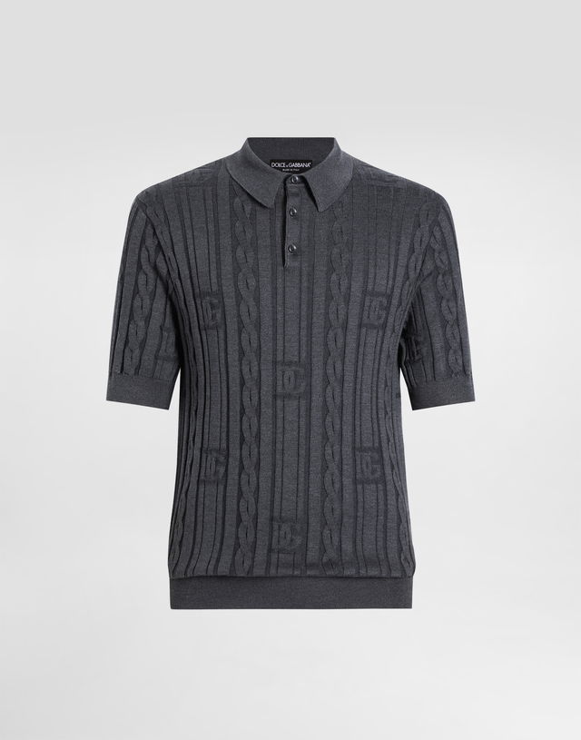 Dolce & Gabbana Silk and Cotton Cable Knit Polo Shirt