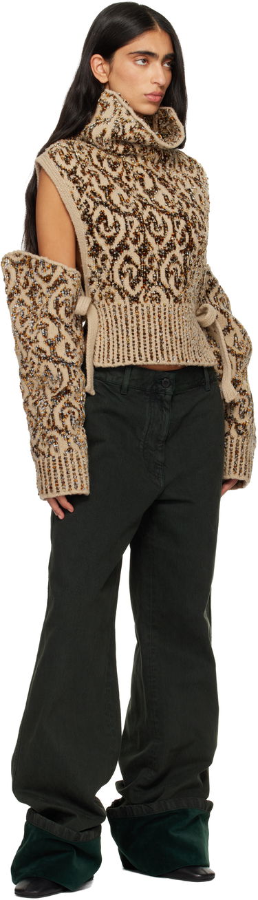 Ръкавици Dries Van Noten Dries Van Noten Jacquard Arm Warmers Бежово | 252-011245-2734, 3