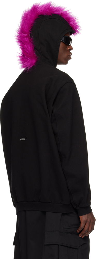 Суитчър We11done We11done Zip-Up Faux-Fur Hoodie Черно | WD-TJ1-24-884-U-BK, 2