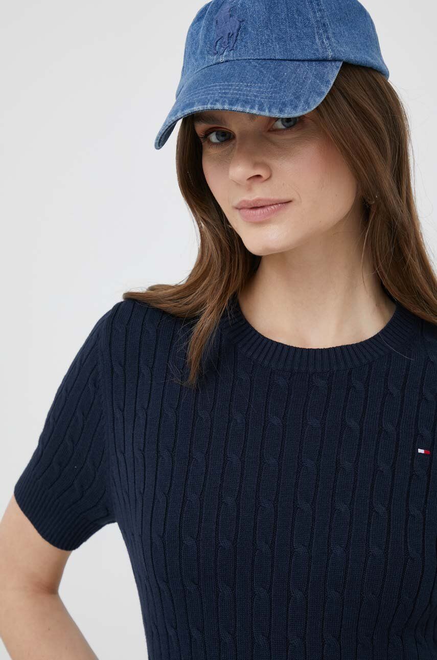 Пуловер Tommy Hilfiger Cable Knit Slim Short Sleeve Jumper Тъмно синьо | WW0WW38744.PPYX, 0