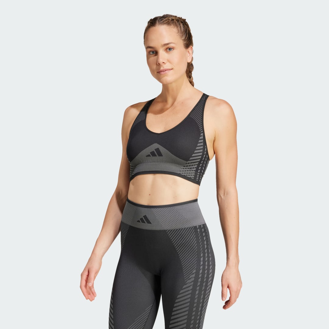 Сутиен adidas Performance AEROKNIT Training Light Support Sports Bra Черно | JD7163, 0