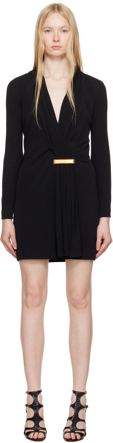 Pокля Tom Ford TOM FORD V-Neck Long Sleeve Cocktail Minidress Черно | ABJ835-JEX131, 0