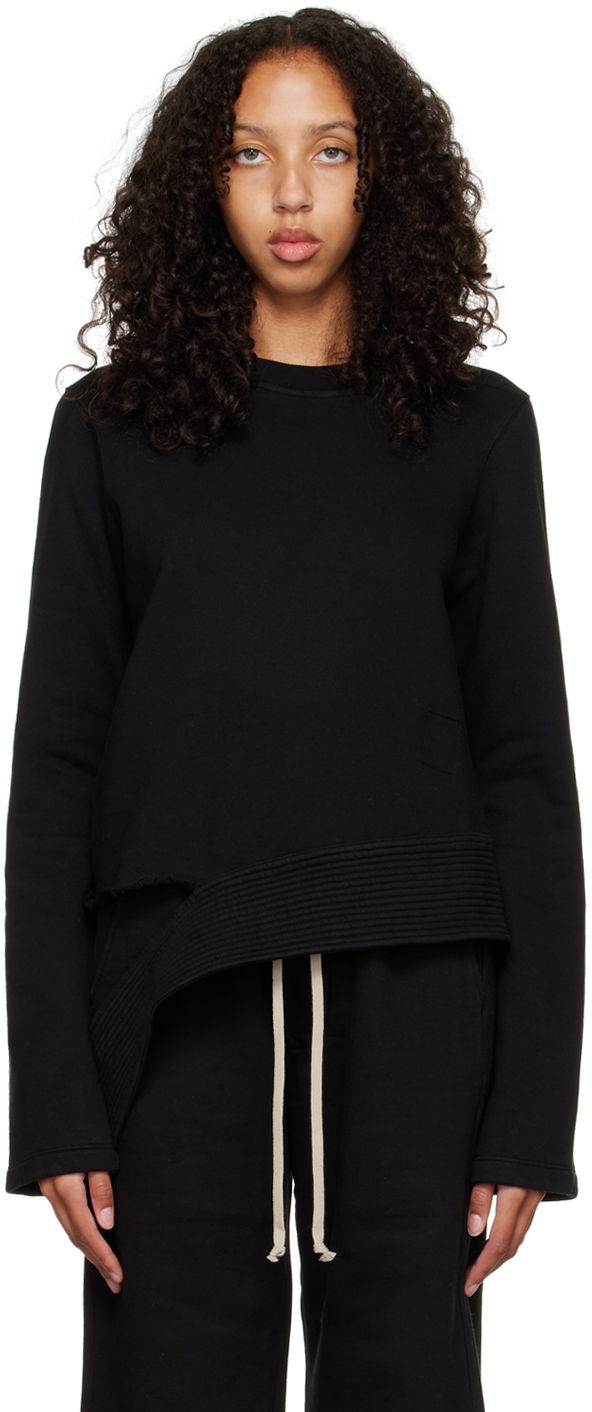 Суитчър Rick Owens Asymmetrical Cotton-Jersey Sweatshirt Черно | DS02B4233 F