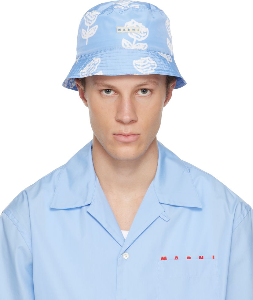 Шапка Marni Sprayed Roses Print Taffeta Bucket Hat Синьо | CLMC0055XU UTP796
