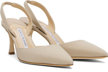 Аксесоари Manolo Blahnik Manolo Blahnik Carolyne 70 Slingback Heeled Sandals Бежово | 225-1891, 3