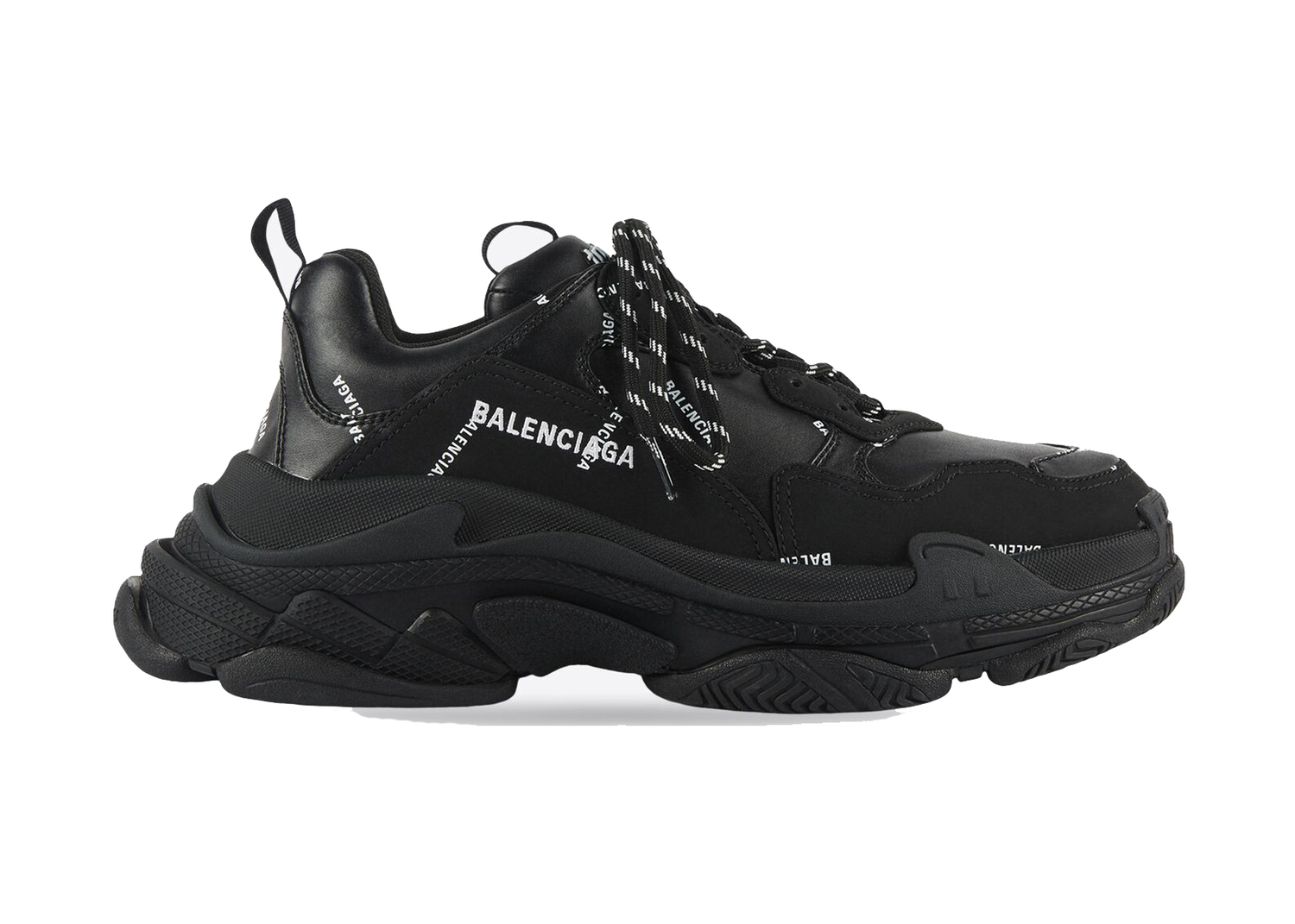 Кецове и обувки Balenciaga All Over Logo Triple S Black W Черно | 524039W2FA11090, 0