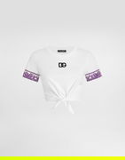 Dolce & Gabbana Majolica Print Tie-Front Cropped T-Shirt