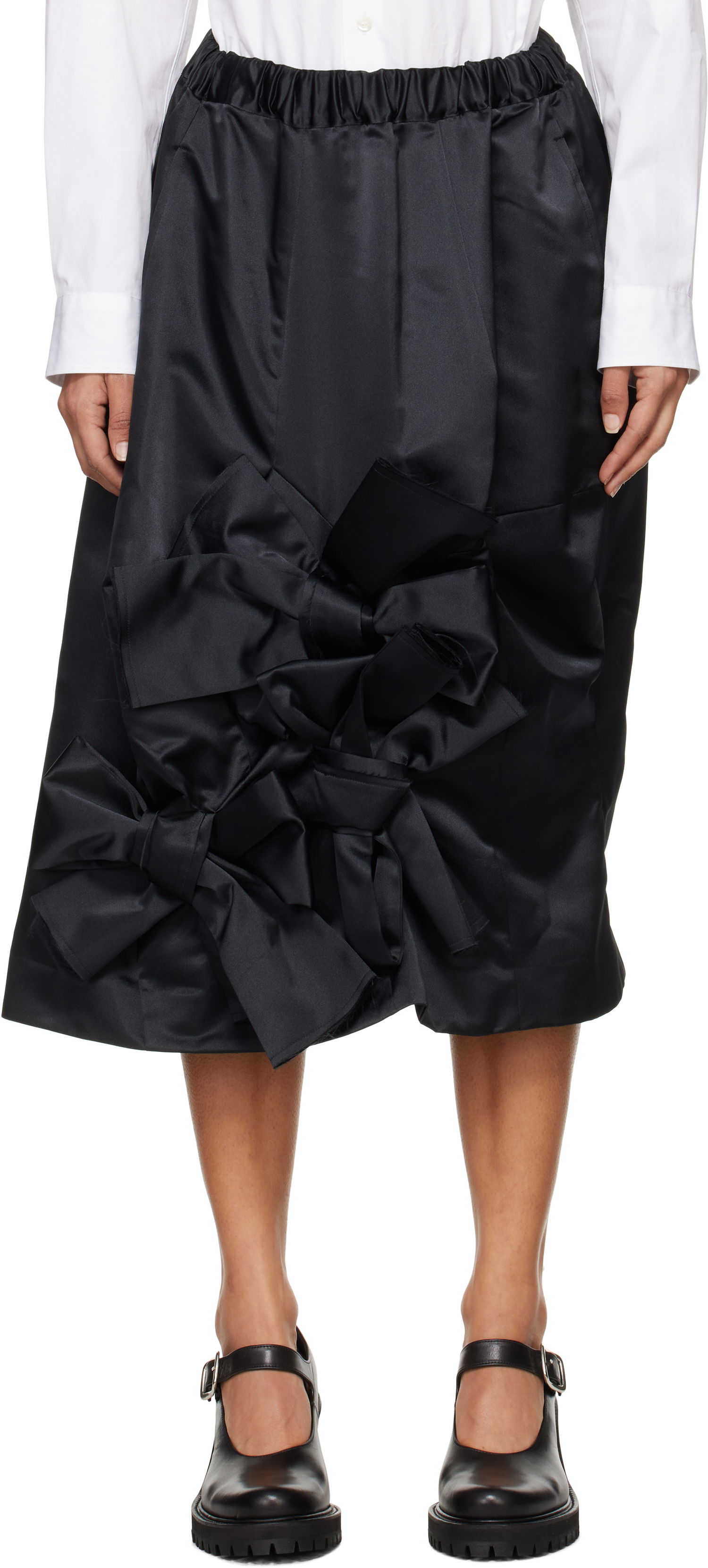 Пола Comme des Garçons Comme des Garçons Satin Midi Skirt with Bow Detail Черно | GN-S016-051, 0