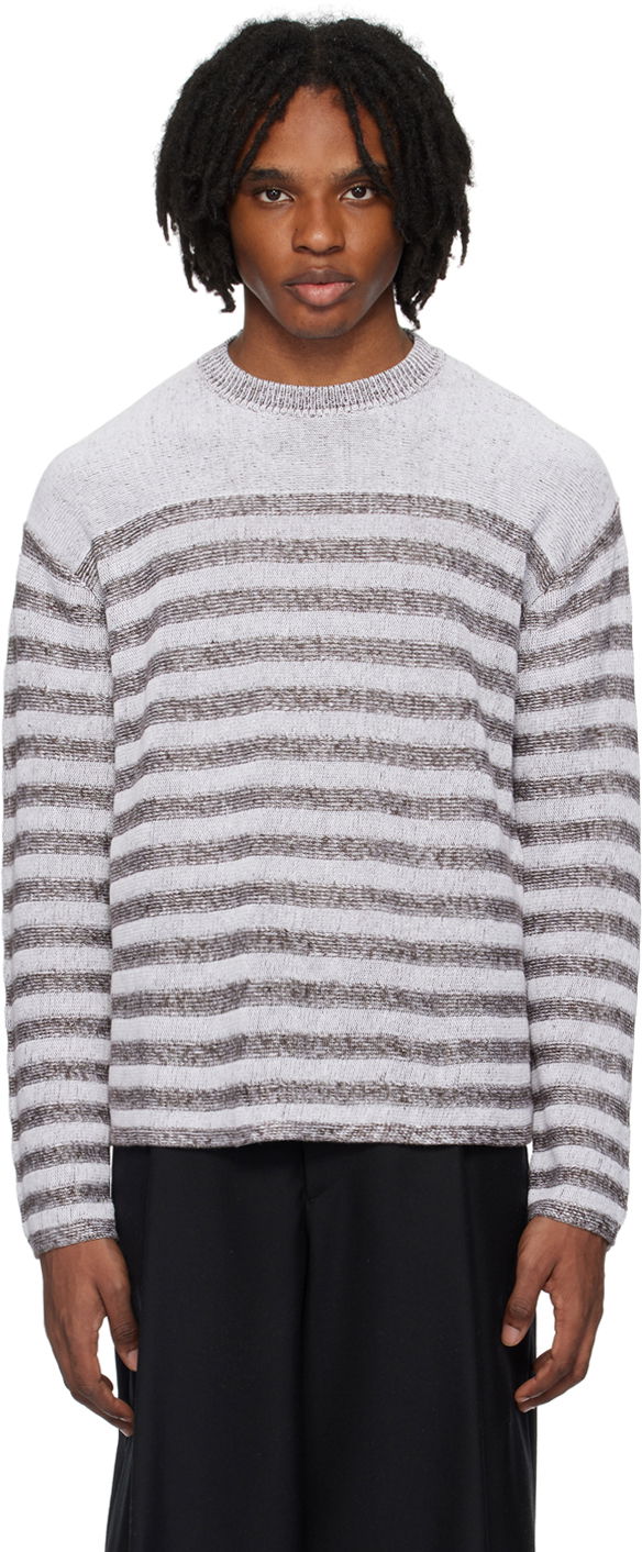 Пуловер FERRAGAMO Striped Sweater Сиво | 775792