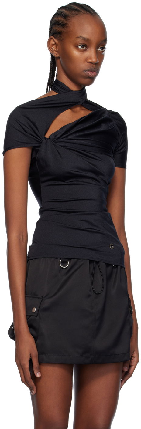 Тениска Coperni Coperni Asymmetric Draped T-Shirt Черно | COPJS54545, 1