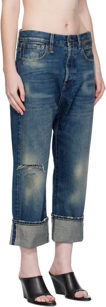Дънки R13 R13 Cuffed Tailored Drop Cropped Jeans Синьо | R13WD194-D341C, 1