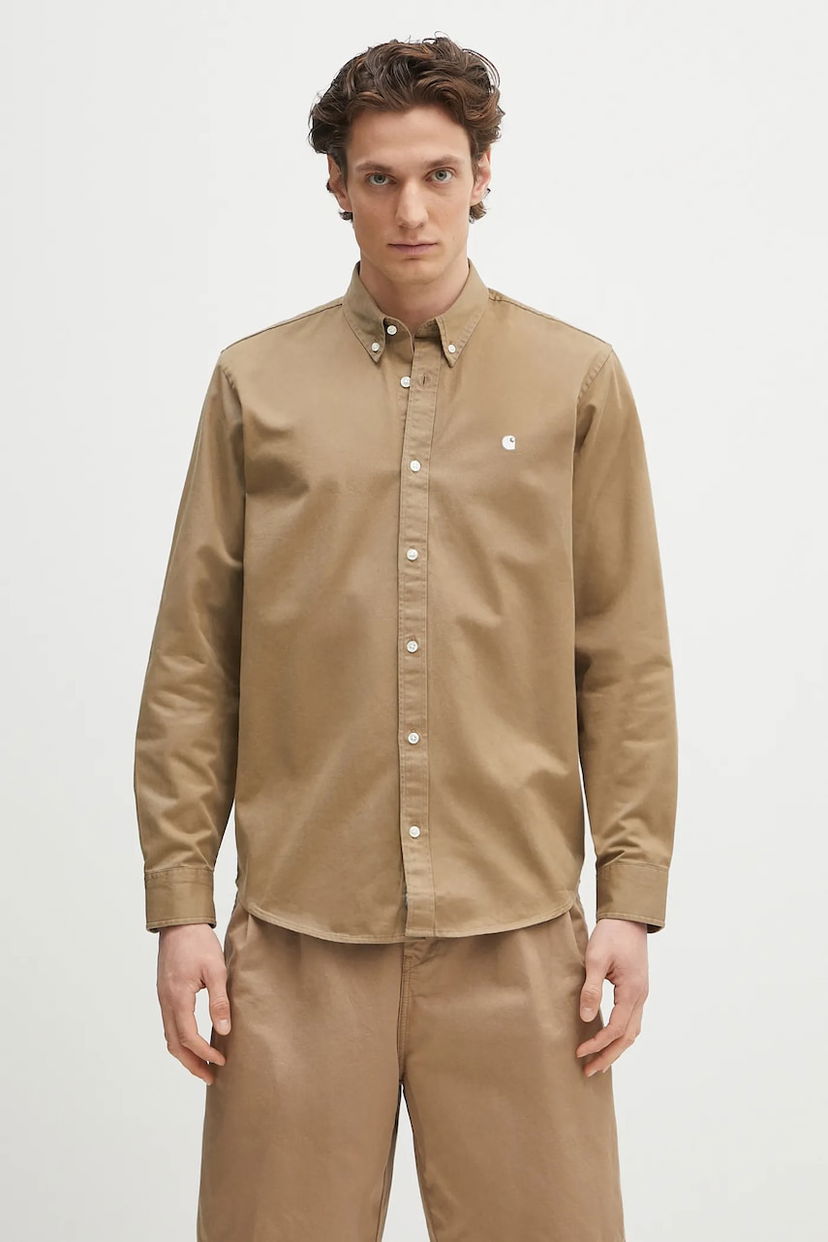 Риза Carhartt WIP Long Sleeve Madison Shirt Regular Fit Classic Collar Бежово | I023339.1Q5XX