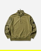 Diagonal Raised Fleece Mixed Half Zip Sweatshirt