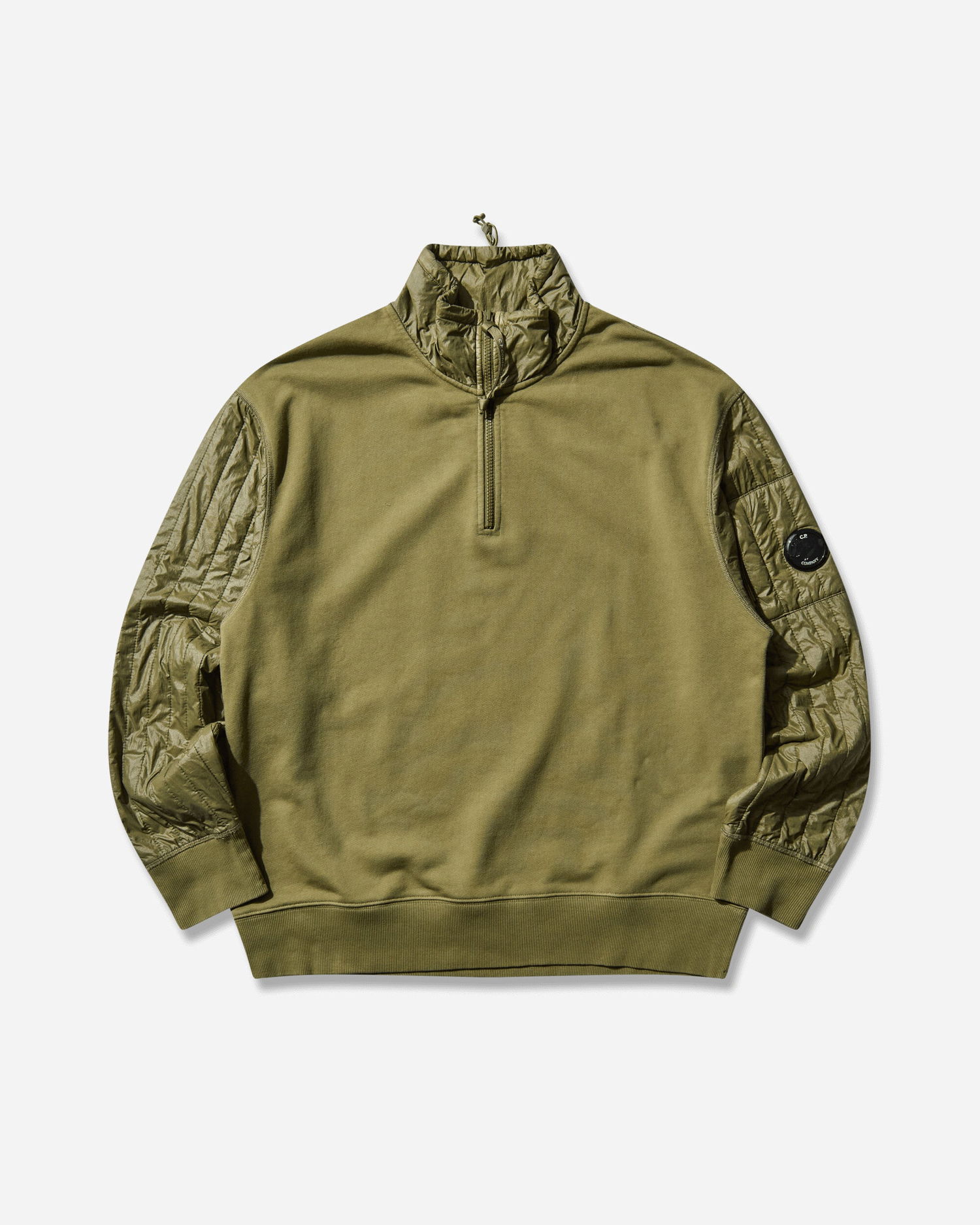 Суитчър C.P. Company Diagonal Raised Fleece Mixed Half Zip Sweatshirt Зелено | 19CMSS052A-005835M 652, 0
