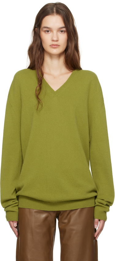 Пуловер The Row Isaora V-Neck Knit Sweater Зелено | 8568-Y556, 0