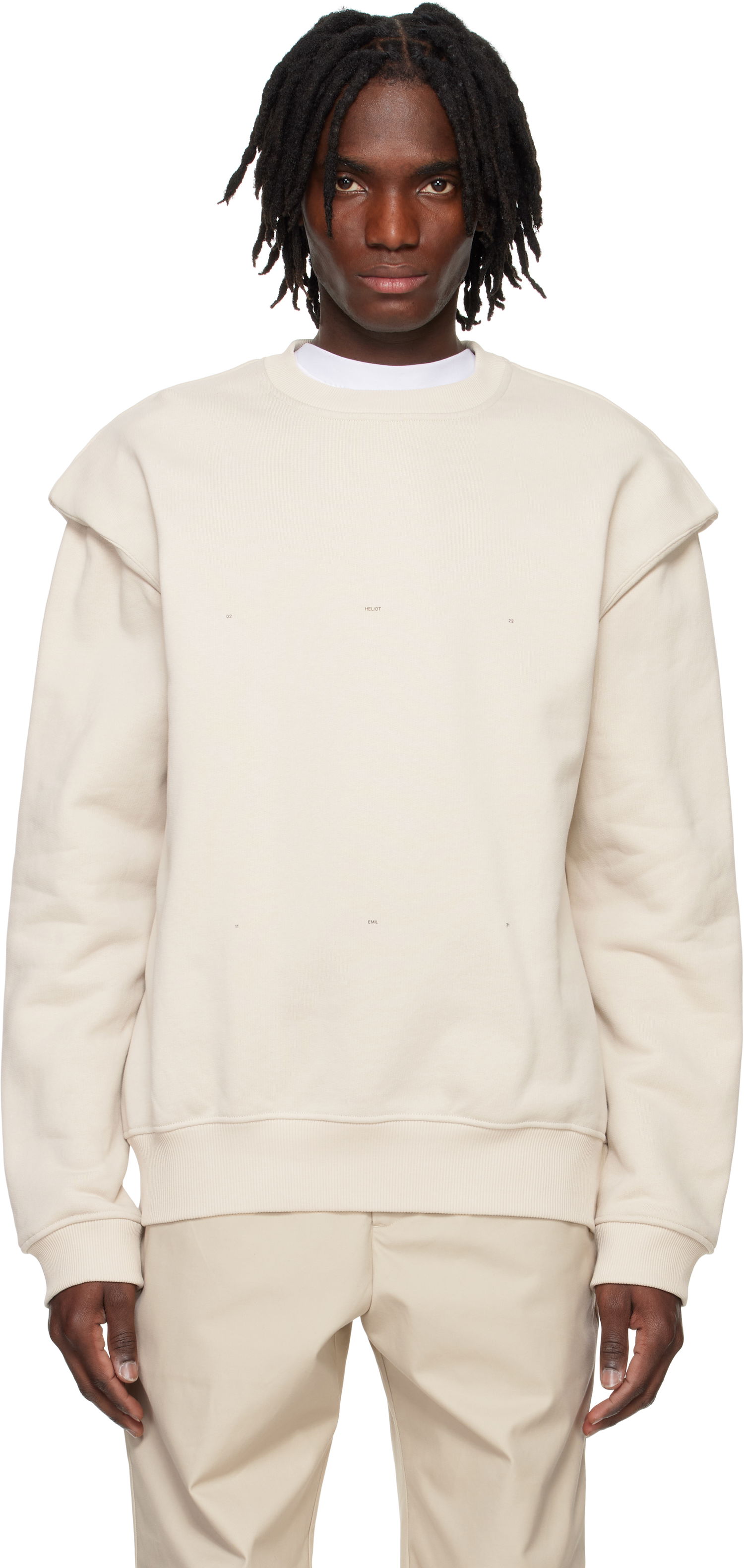 Суитчър HELIOT EMIL HELIOT EMIL Outline Logo Sweatshirt Бежово | PRESS25_M_08_052_ST18_CO, 0