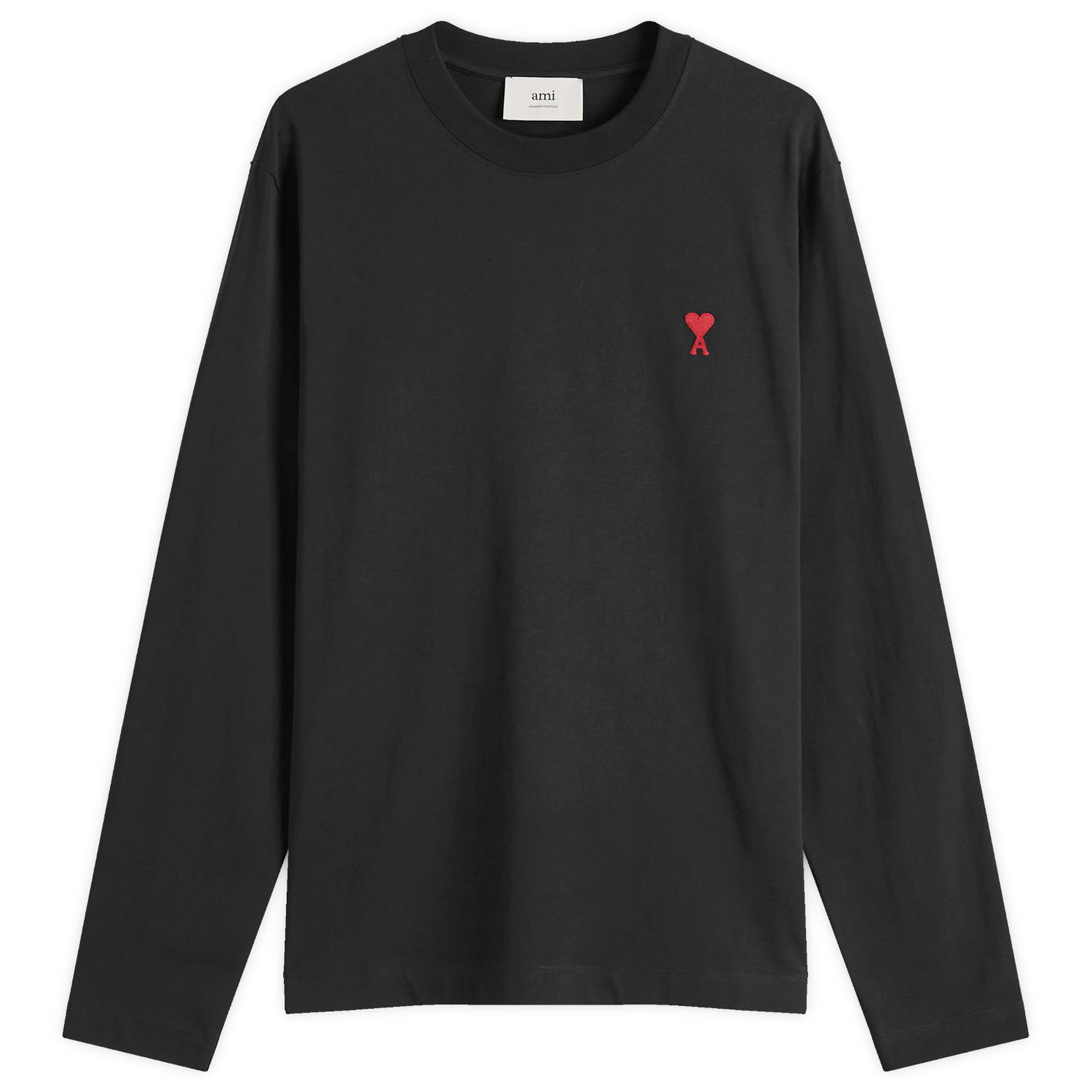 Тениска AMI AMI Paris Small A Heart Long Sleeve T-Shirt, Size Large Черно | BFUTS235-724-001, 0