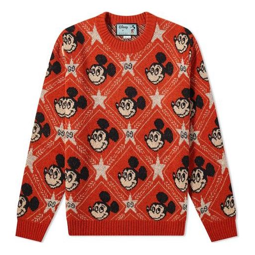Пуловер Gucci Disney x Mickey Mouse Pattern Knitted Crewneck Sweater Червено | 601563-XKA57-7841