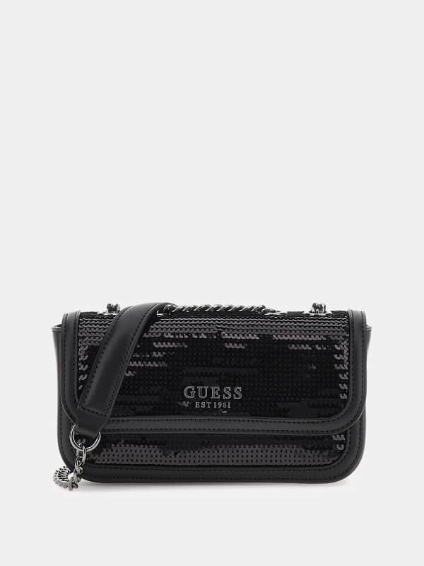 Дамска чанта GUESS Sequinned Mini Crossbody Черно | HWEM9203780, 0