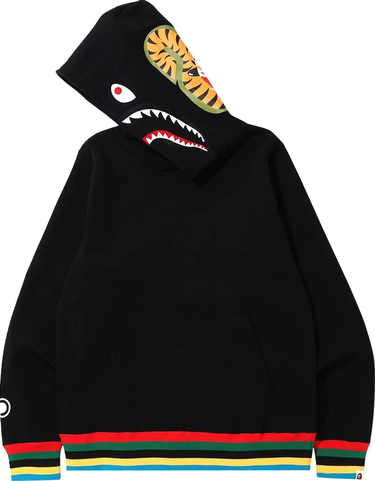 Суитчър BAPE Shark Line Rib Hoodie Черно | 001PPG301004X, 1