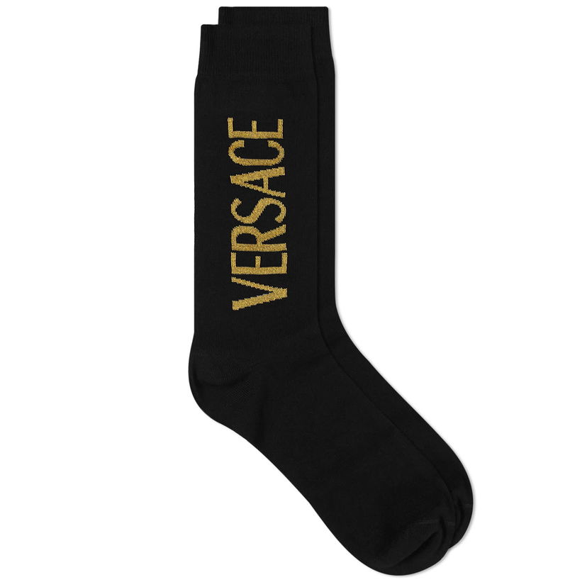 Бельо и чорапи Versace Men's Logo Sock Black/Gold Черно | 1008835-1A07875-2B150