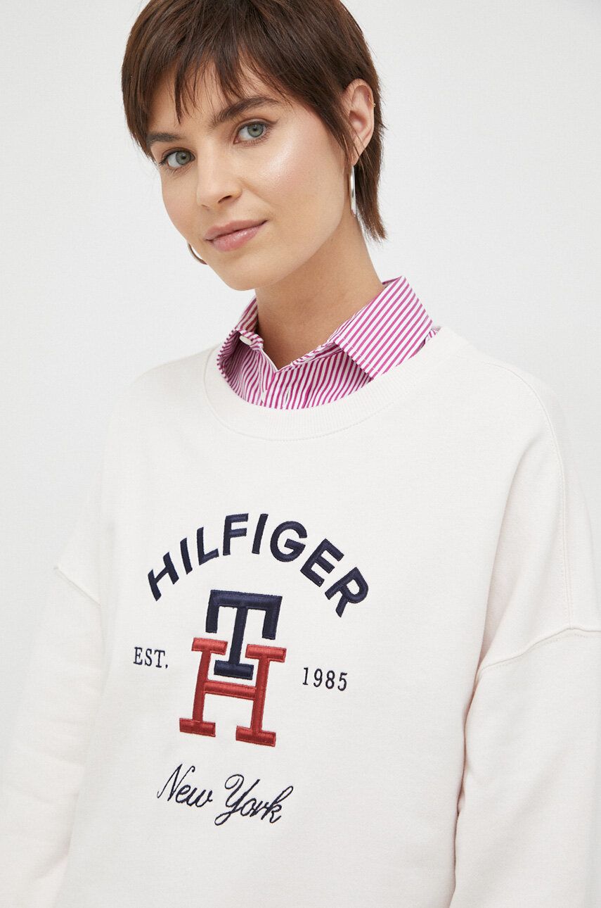 Суитчър Tommy Hilfiger Arched Logo Monogram Sweatshirt Бежово | WW0WW39188.PPYX, 0