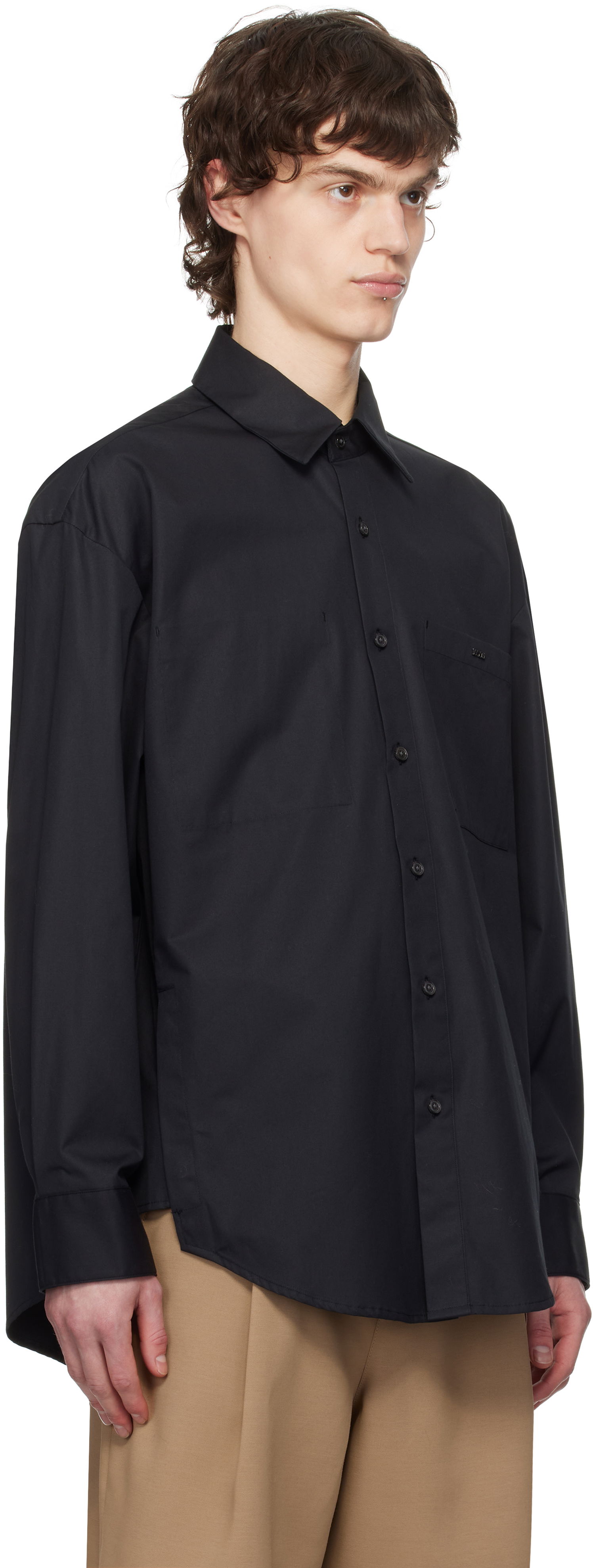 Риза WOOYOUNGMI WOOYOUNGMI Cotton Back Logo Shirt Черно | W251SH07, 1