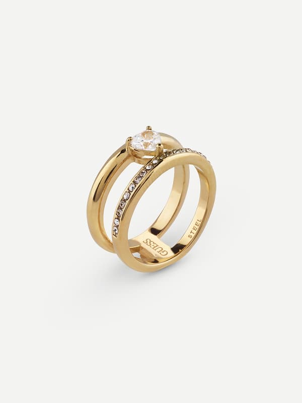 Пръстен GUESS Double Band Ring With Crystal Accents Металик | JUBR04661JW, 0