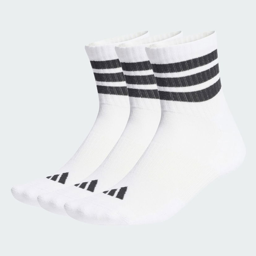 Чорапи adidas Performance 3 STRIPES CUSHIONED SPORTSWEAR MID CUT 3-Pack Бяло | JZ0529