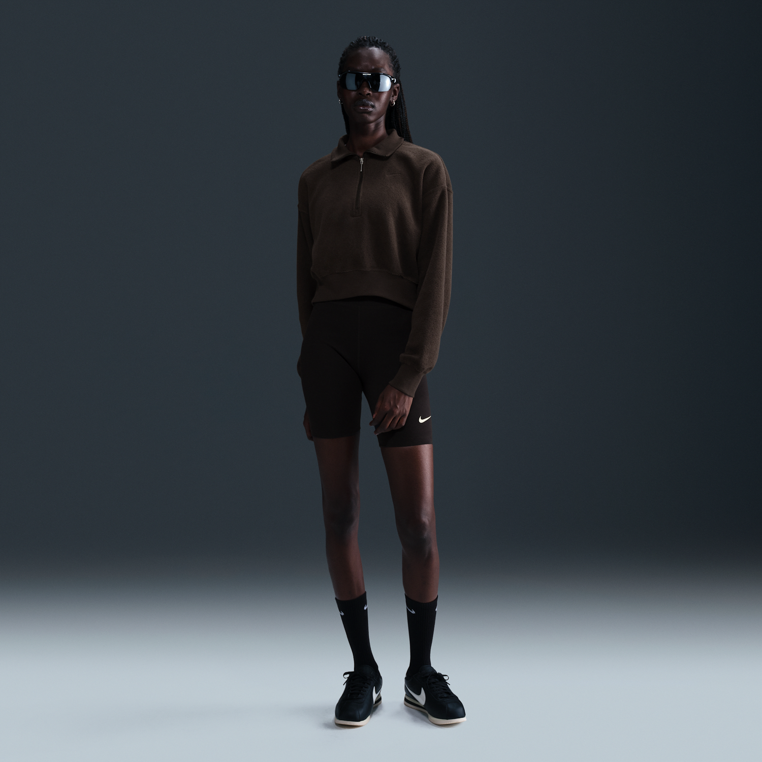 Пуловер Nike Sportswear Phoenix Plush Fleece Quarter-Zip Top Кафяво | HQ7637-220, 1